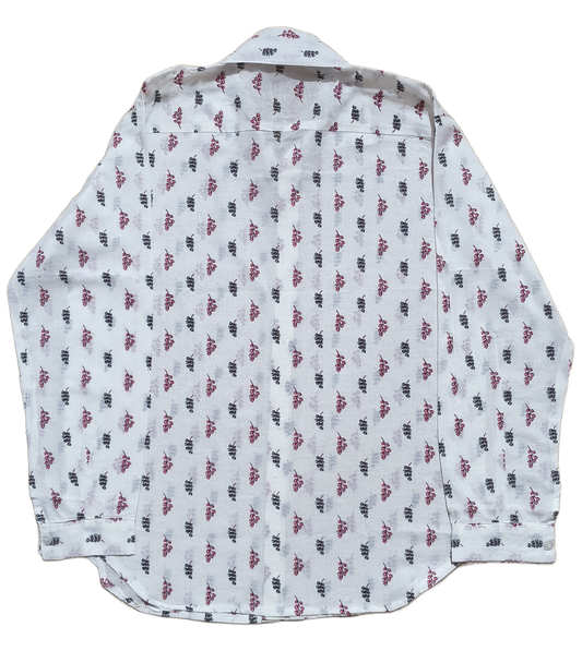 Monsoon Leaf White Cotton Shirt with Black and Garnet Leaf Cluster Print