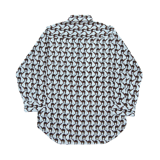 Unisex camel print cotton shirt with collared neckline and breathable fabric, inspired by desert motifs – Cotton Bloom.