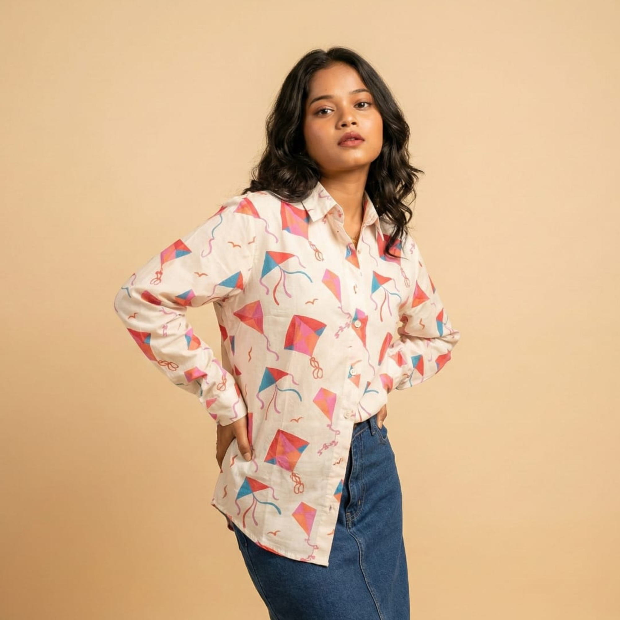 Patang Utsav Multicolor Kite Print Cotton Shirt