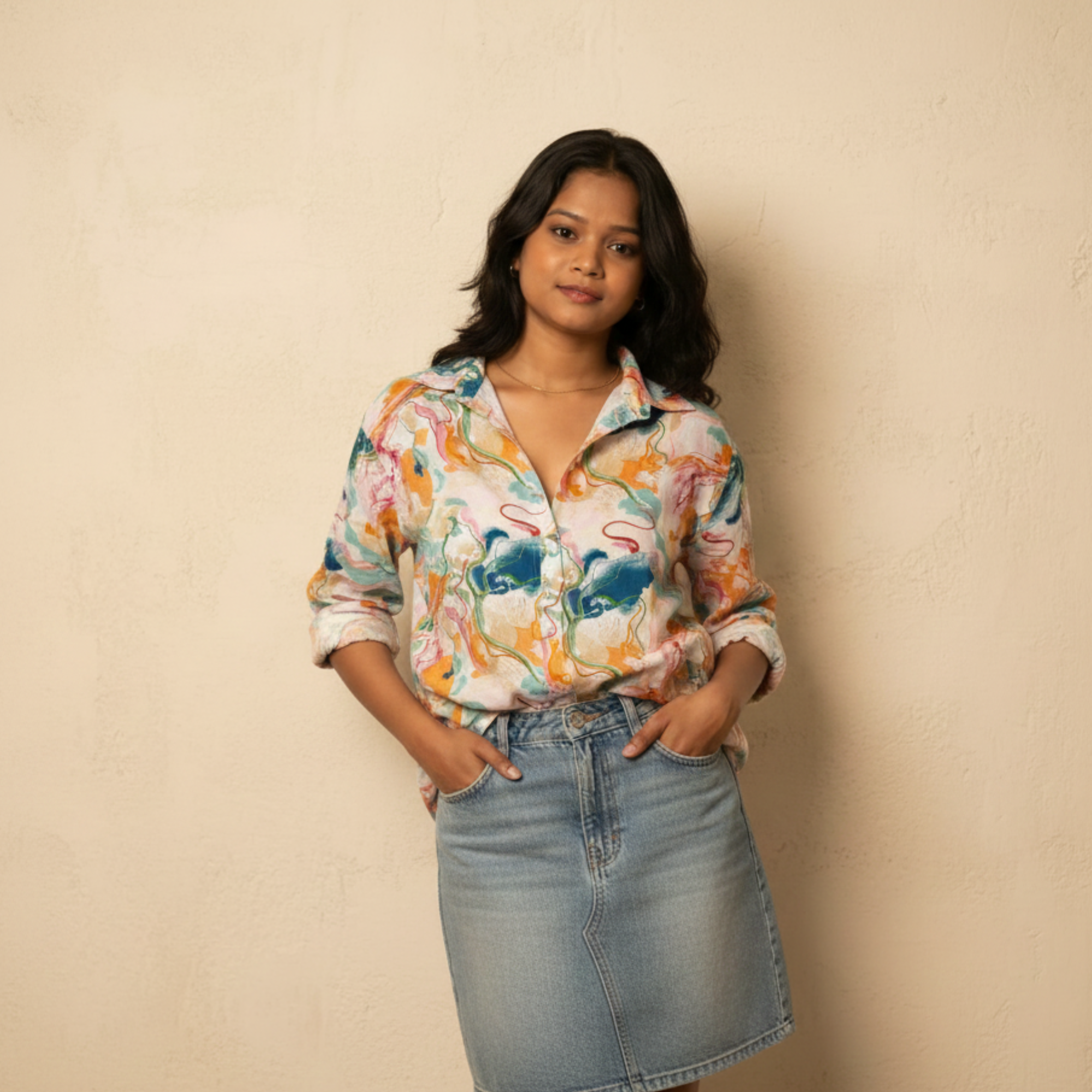 Sheesh Mahal Mist - White Marble Cotton Shirt