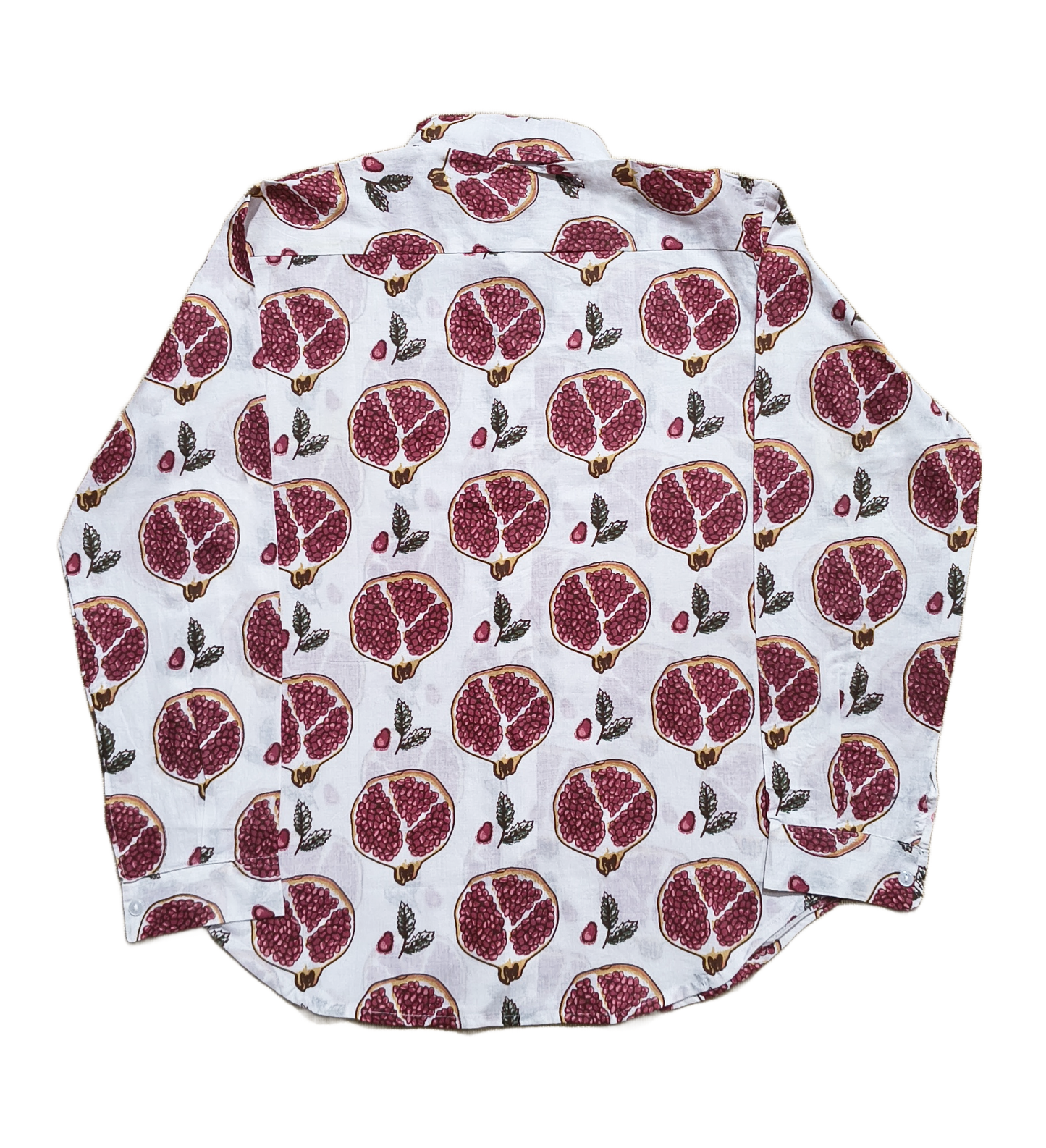 Anar Bagh White Cotton Shirt with Bold Red Pomegranate Print