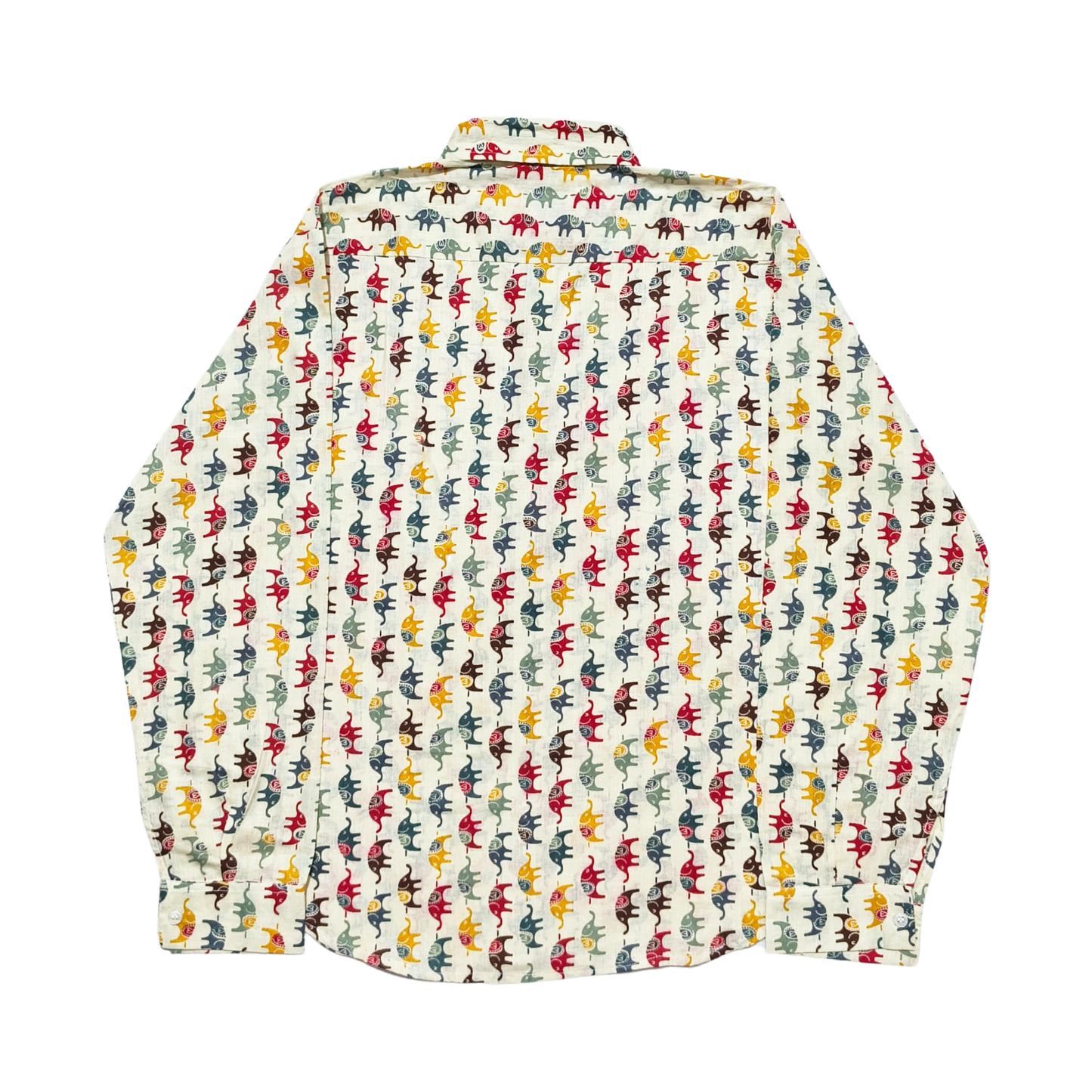 Printed Cotton Shirt with Small Elephant Motifs – Relaxed Fit