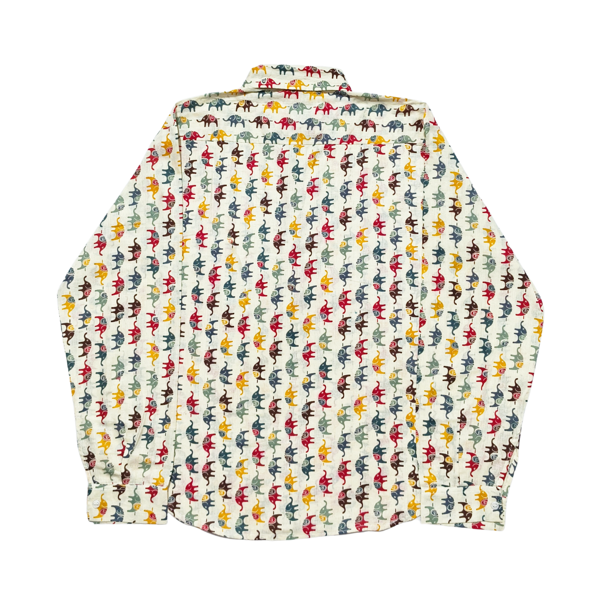 Printed Cotton Shirt with Small Elephant Motifs – Relaxed Fit