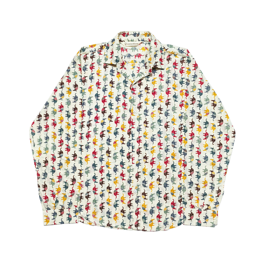 Printed Cotton Shirt with Small Elephant Motifs – Relaxed Fit