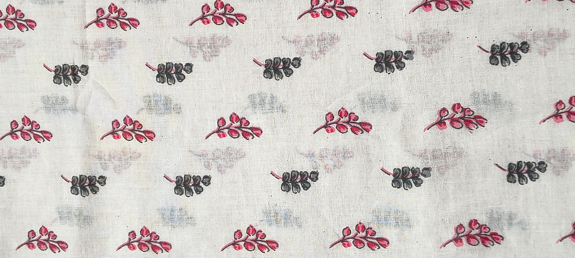 Monsoon Leaf White Cotton Shirt with Black and Garnet Leaf Cluster Print