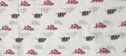 Monsoon Leaf White Cotton Shirt with Black and Garnet Leaf Cluster Print